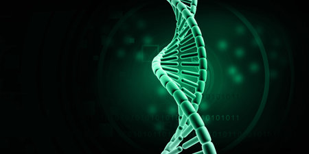 DNA strand structure on scientific background. 3d illustrationの写真素材