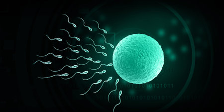 Sperm and egg. Fertilization process. 3d illustrationの写真素材