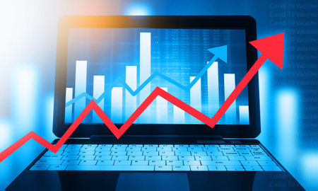 Stock market graph online business. stcok exchange concept. Digital illustrationの写真素材
