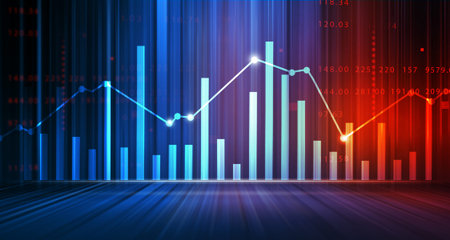 Stock market investment graph chart. 3d illustrationの写真素材