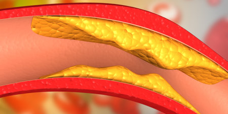 Cholesterol blocked arteries. 3d illustration