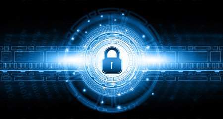 Internet and cyber security concept. digital technology background. 3d illustrationの写真素材