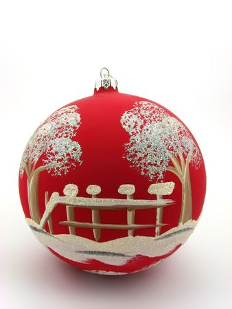 Red bulb, Decoration on Christmas tree の写真素材