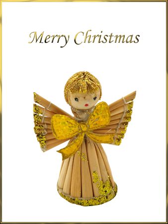 Isolated Angel on Christmas postcardの写真素材