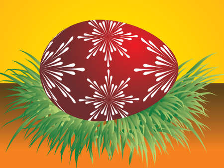 Vector of one easter egg on grassのイラスト素材