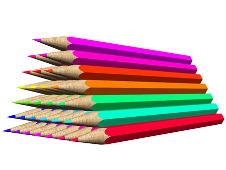 Color palette of crayons on a white backgroundの写真素材