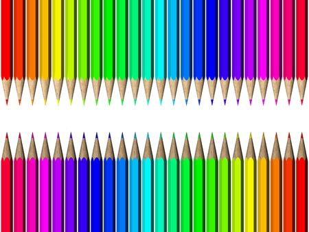 Color palette of crayons on a white backgroundの写真素材