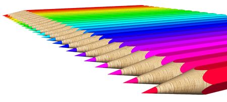 Color palette of crayons on a white backgroundの写真素材