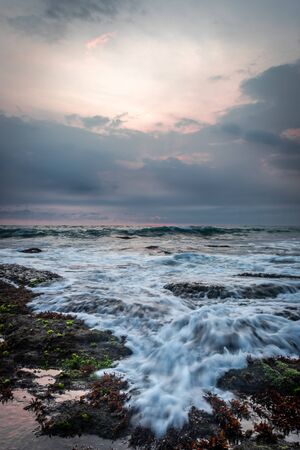 Beautiful rock near white beach showing the art of the nature.の写真素材