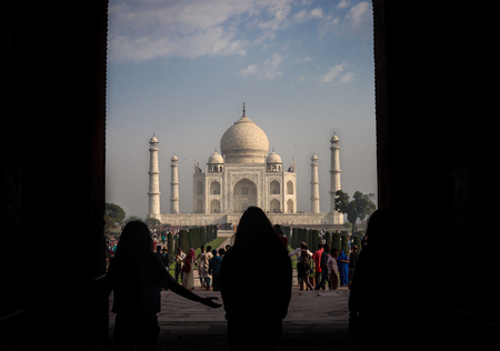 tajmahal image is take at agra uttar pradesh india on 02 apr 2019. It is one of the seven wonders of the world as well as UNSCO world heritage site. It is the symbol of love.のeditorial素材