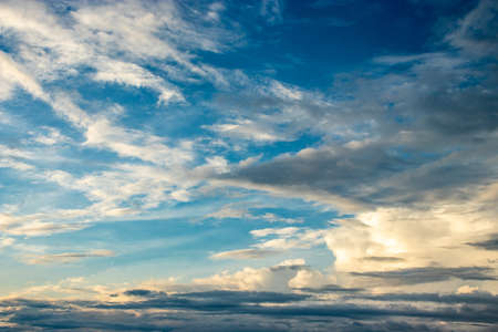dramatic sky at evening filled with clouds image is showing the serene beauty of nature.の写真素材