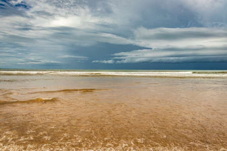 beach with amazing sky at morning from flat angle image is taken at gokarna beach karnataka india. it is one the best beach of gokarna.の写真素材