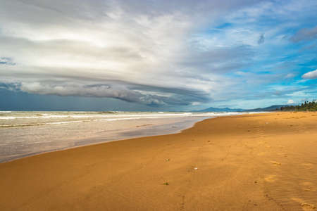 beach with amazing sky at morning from flat angle image is taken at gokarna beach karnataka india. it is one the best beach of gokarna.の写真素材