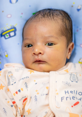 newborn baby isolated looking in pink cloth from different angle