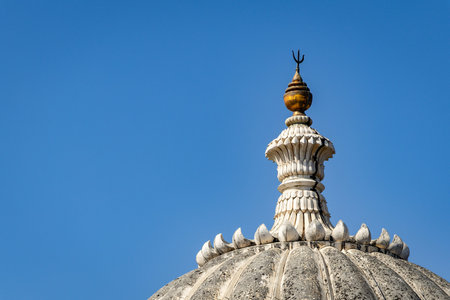 isolated ancient fort dome with bright blue sky at morning image is taken at Kumbhal fort...