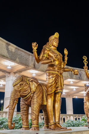 idols of hindu holy god at outdoor at night from different angle image is taken at mahakaleshwar mahakal temple corridor ujjain madhya pradesh india.の写真素材