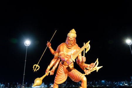 idol of hindu holy god at outdoor from different angle image is taken at mahakaleshwar mahakal temple corridor ujjain madhya pradesh india.の写真素材