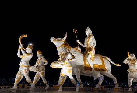 idol of hindu holy god lord shiva at outdoor from different angle image is taken at mahakaleshwar mahakal temple corridor ujjain madhya pradesh india.の写真素材