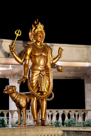 idols of hindu holy god at outdoor at night from different angle image is taken at mahakaleshwar mahakal temple corridor ujjain madhya pradesh india.の写真素材