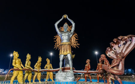 idol of hindu holy god lord shiva at outdoor from different angle image is taken at mahakaleshwar mahakal temple corridor ujjain madhya pradesh india.の写真素材