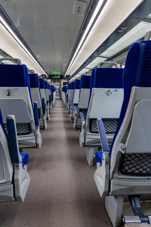 Passenger Coaches of high speed Train During Daytime from low angle image is taken of vande bharat or indian railway train at Abu road station rajasthan india.の写真素材
