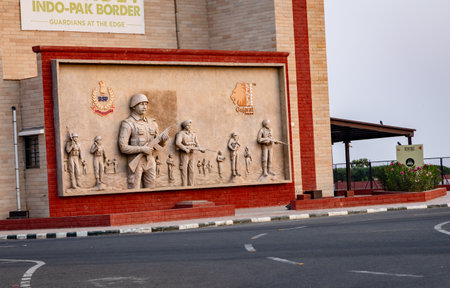 war memorial by indian security force at india pakistan border at day image is taken at India-Pakistan Border Nadabet Tharad Gujarat.の写真素材