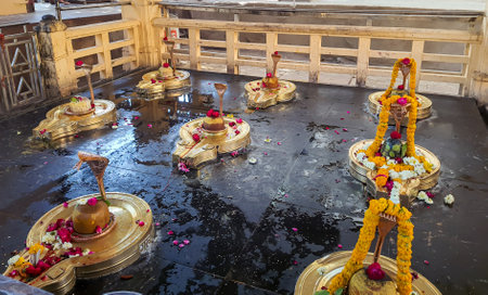shivalinga many worshiped by devotee at hindu temple at day image is taken at mahakal temple ujjain madhya pradesh india.の写真素材