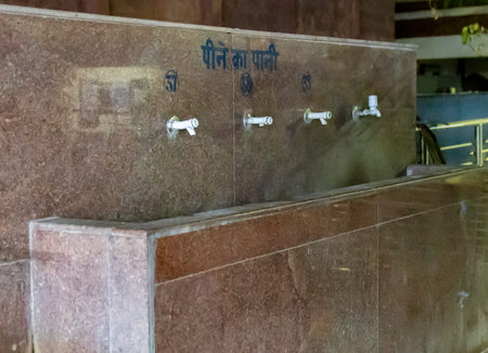 drinking water facility at railway station at evening