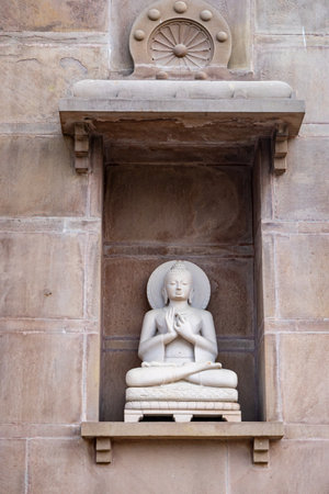 pristine buddha sculpture in serene meditative postureの写真素材