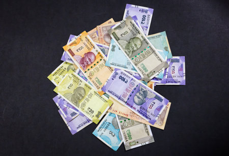 Stack Of New Reserve Bank Of India Legal currency noteの写真素材