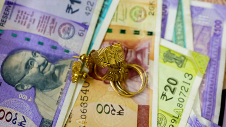 Jewelry And Money Displaying Wealth And Financeの写真素材