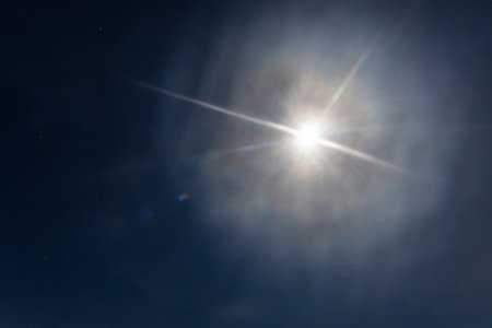 bright halo shining in clear sky
