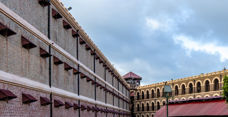 andaman nicobar cellular jail heritage monument daytime view image is taken at The Cellular Jail in Port Blair in Andaman and Nicobar Island, India.の写真素材