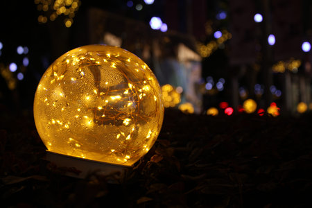 Fogged yellow night light with LEDs insideの写真素材