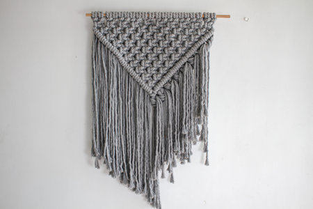 Gray boho macrame wall panel