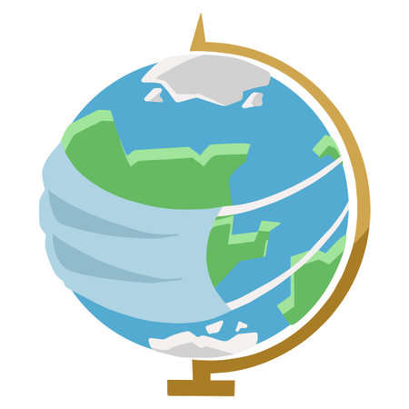 Planet Earth wearing medical maskのイラスト素材