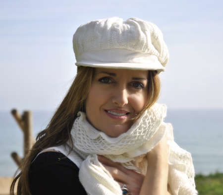 Woman with scarfの写真素材