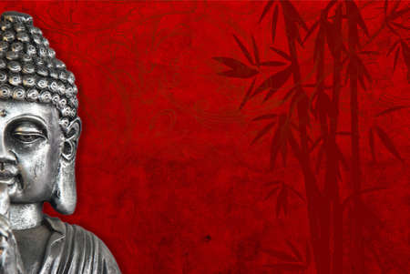 photograph of a statue of Buddha with abstract backgroundの写真素材