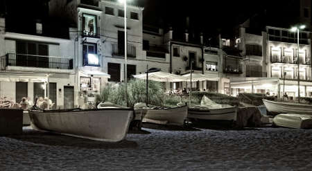fishing beach on the Costa Brava in a summer nightの写真素材