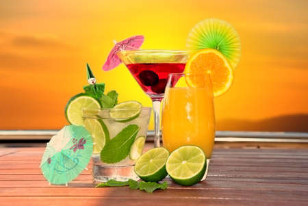 various types of cocktail in autumn eveningの写真素材