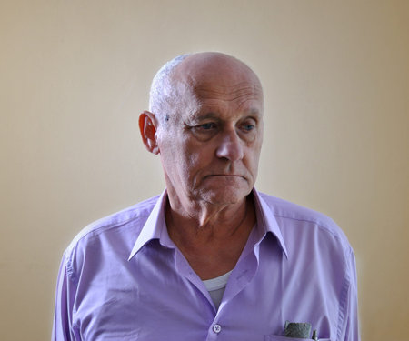portrait of an old man with funny face