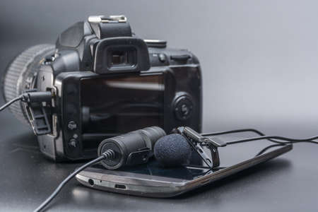 Lapel microphone used to phone mobil or dslr cameraの写真素材