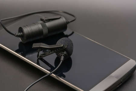 Lapel microphone used to phone mobil or dslr cameraの写真素材