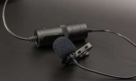 Lapel microphone used to phone mobil or dslr cameraの写真素材