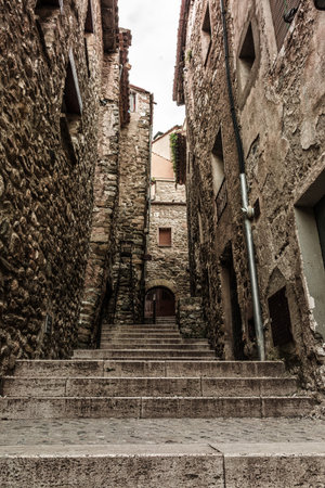 Medieval village called BesalÃº, is located in Catalonia, Spain a medieval Jewish peopleの写真素材