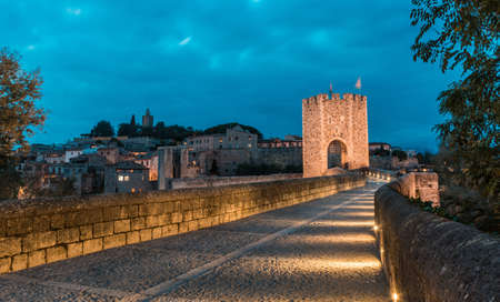 Medieval village called BesalÃº, is located in Catalonia, Spain a medieval Jewish peopleの写真素材