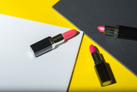 Several lipstick in different colors with special lighting
