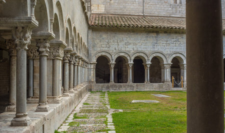 photographs of the catedral of Girona, in Catalonia, Spainの写真素材