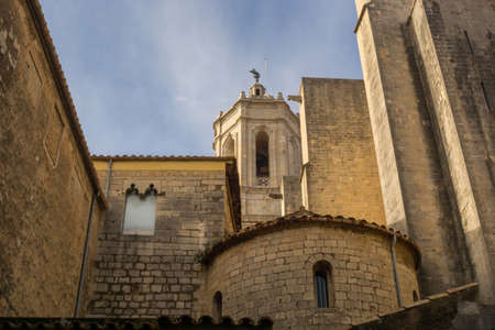 photographs of the catedral of Girona, in Catalonia, Spainの写真素材