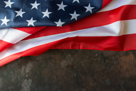 American flag on a stone background. Symbol of patriotism, freedom and independence